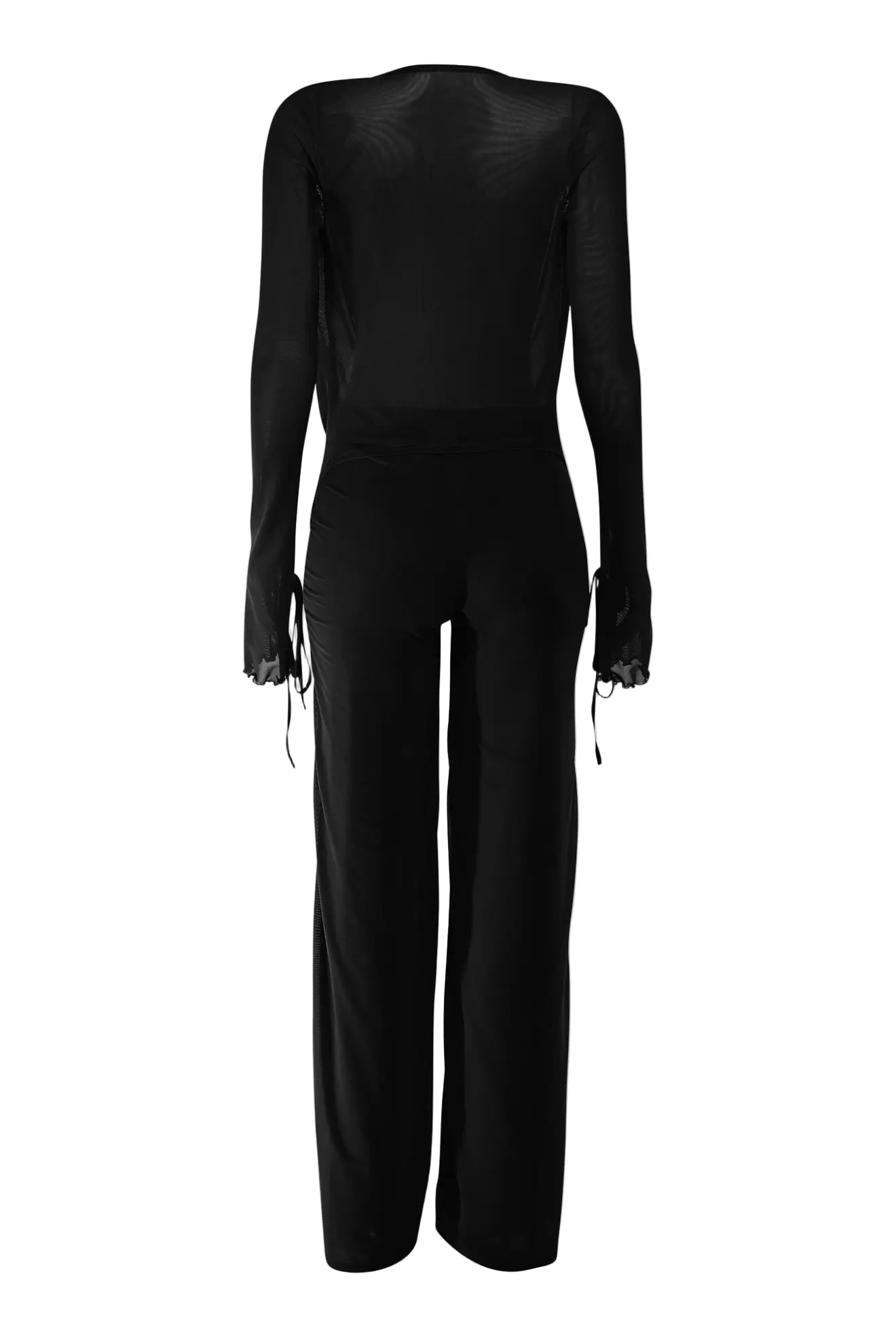Sheer Long Sleeve Cowl Neck Pants Set