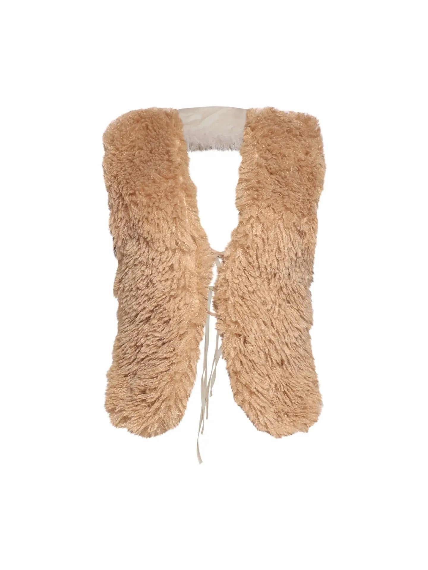 Faux Fur Open Back Sleeveless Vest